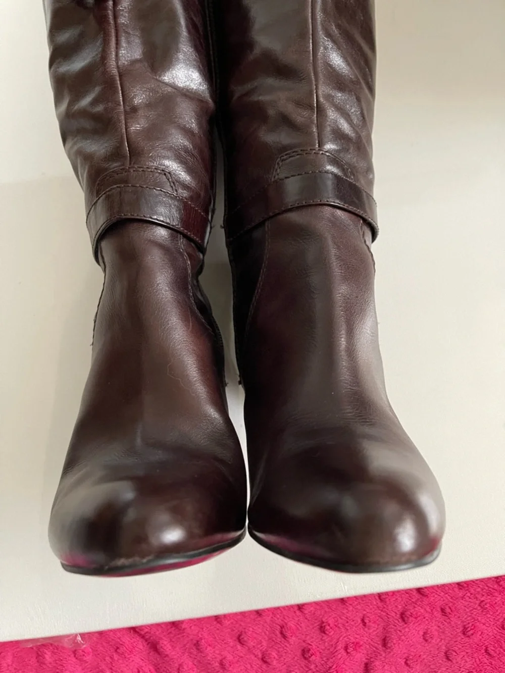 Nine West Tall Brown Leather High-Heel Boots Women’s 9.5M Classic Preppy Fall
